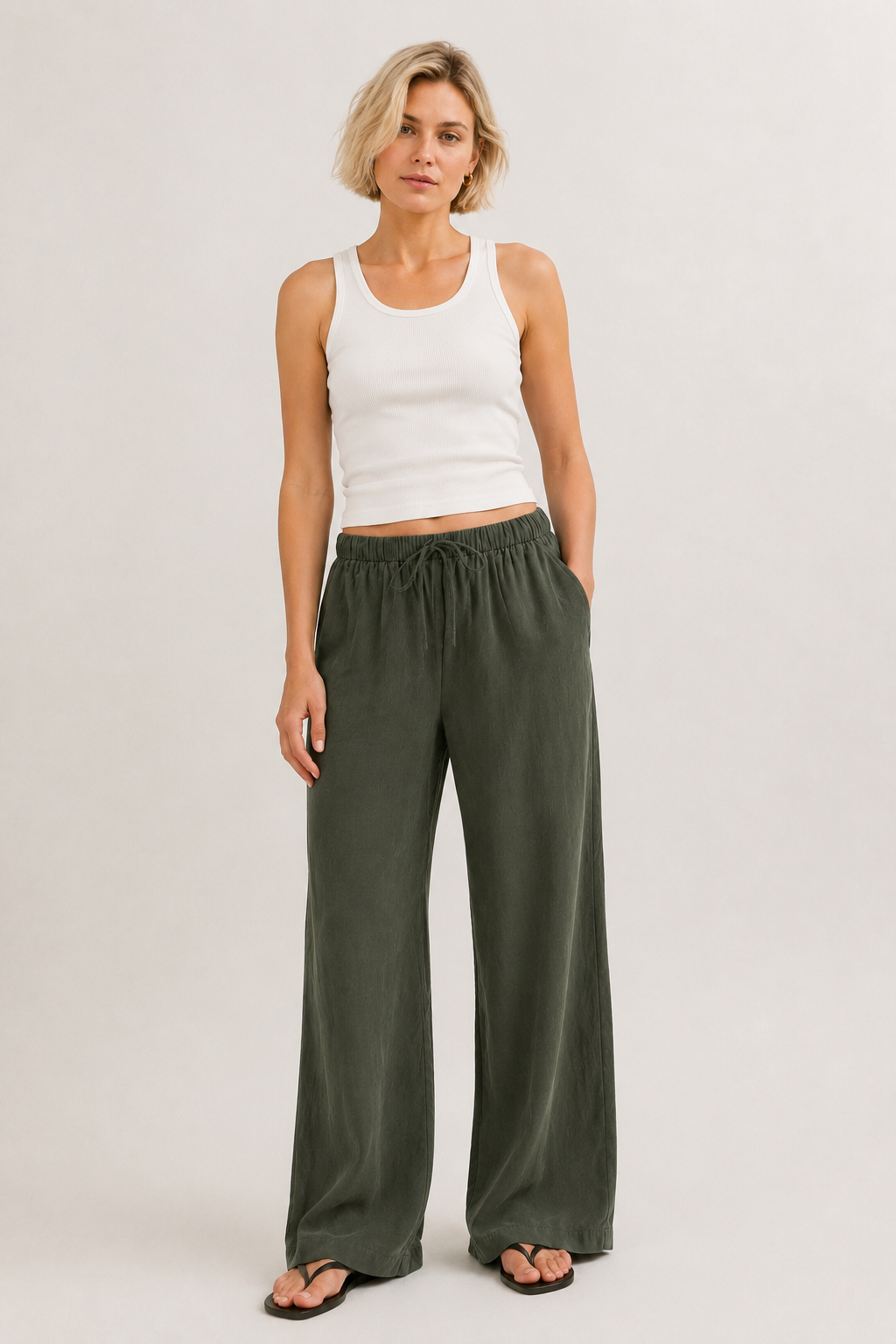 Brennan Pant | 100% Cotton Linen Wide Leg Trousers | Lohnr