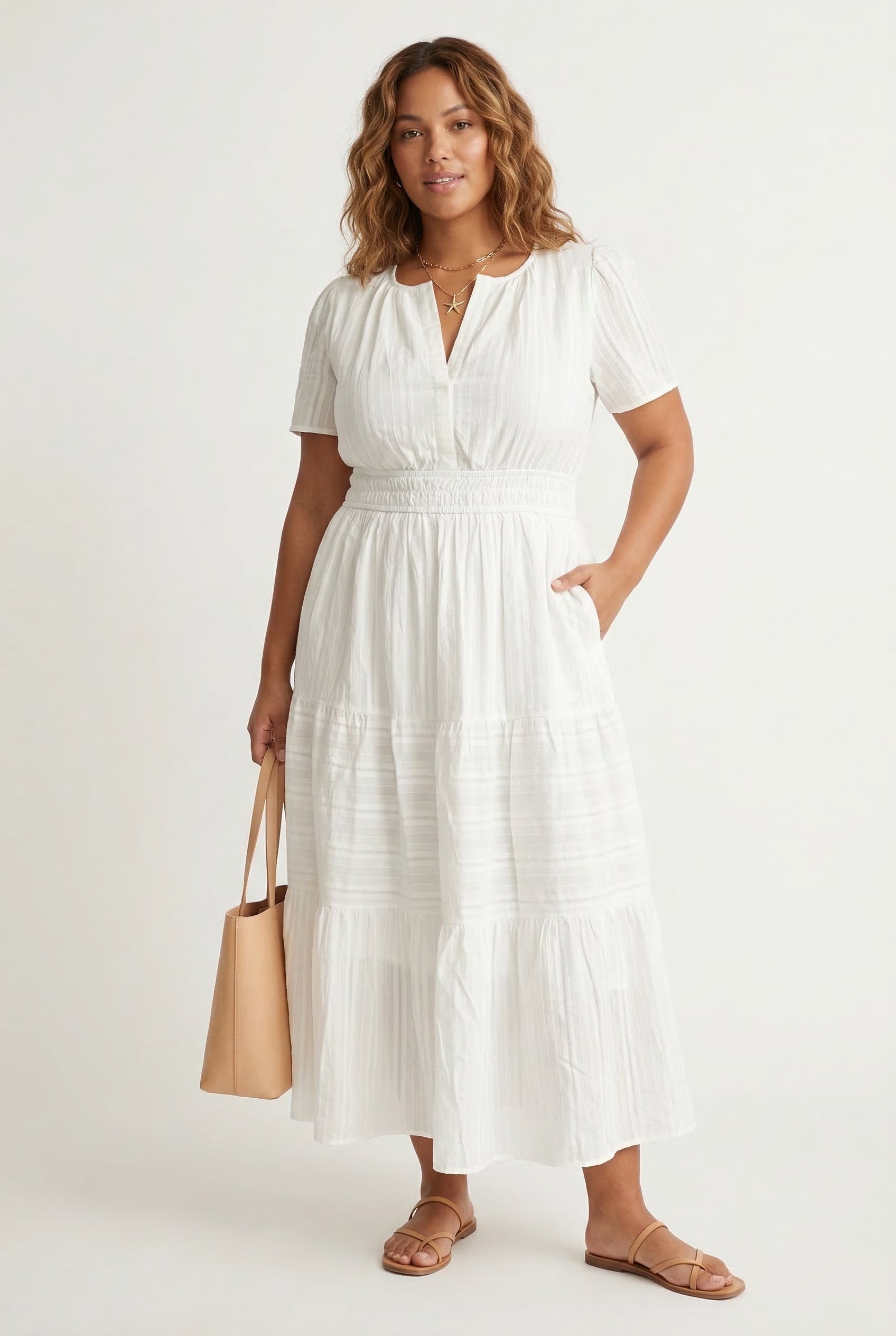 Solene Dress - 100% Cotton Tiered Midi | LOHNR Luxury, Lived In | Lohnr US Solene Dress - 100% Cotton Tiered Midi | LOHNR Luxury, Lived In | Lohnr US