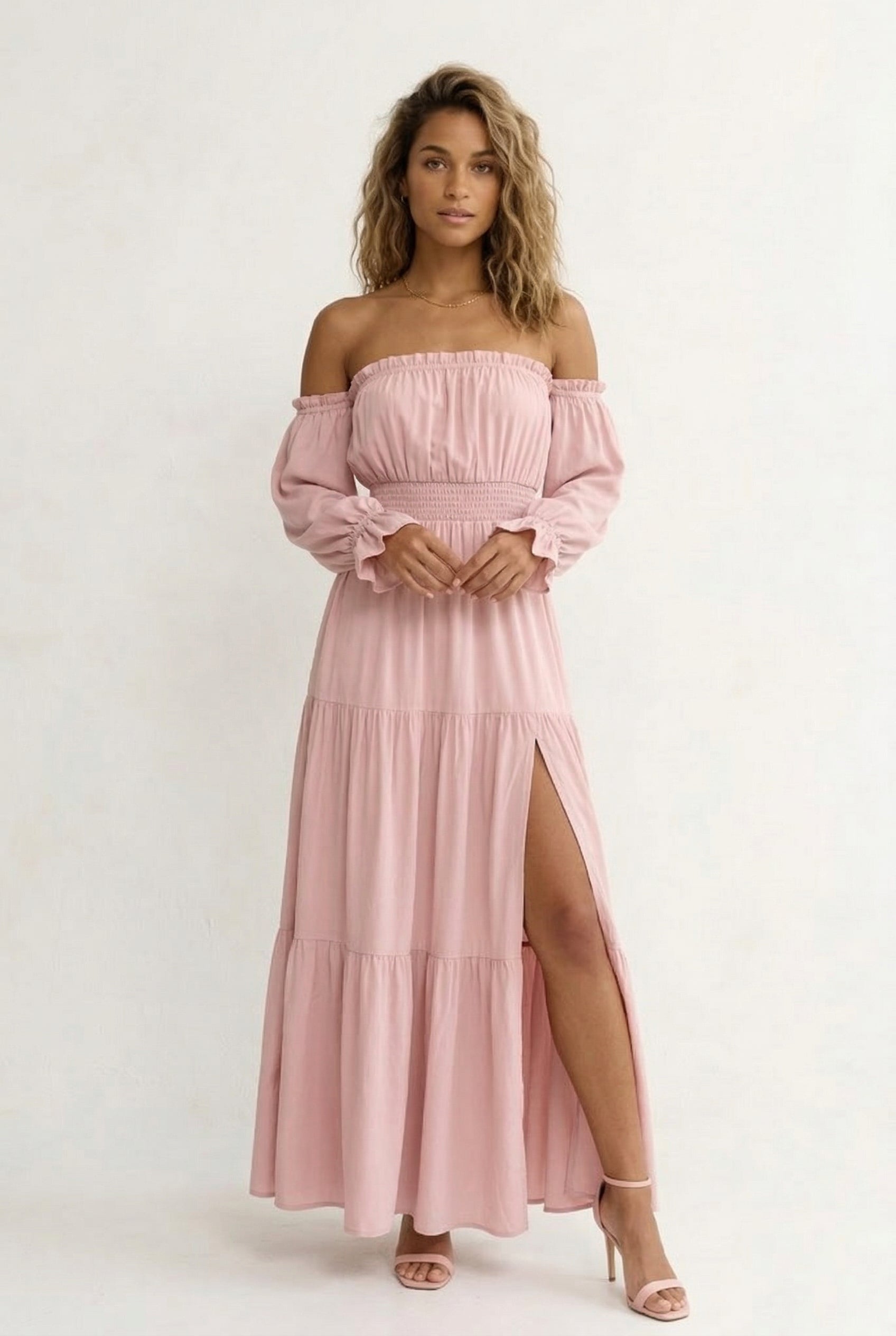 luxury tiered dresses Calypso Tiered Off-The-Shoulder Maxi Dress