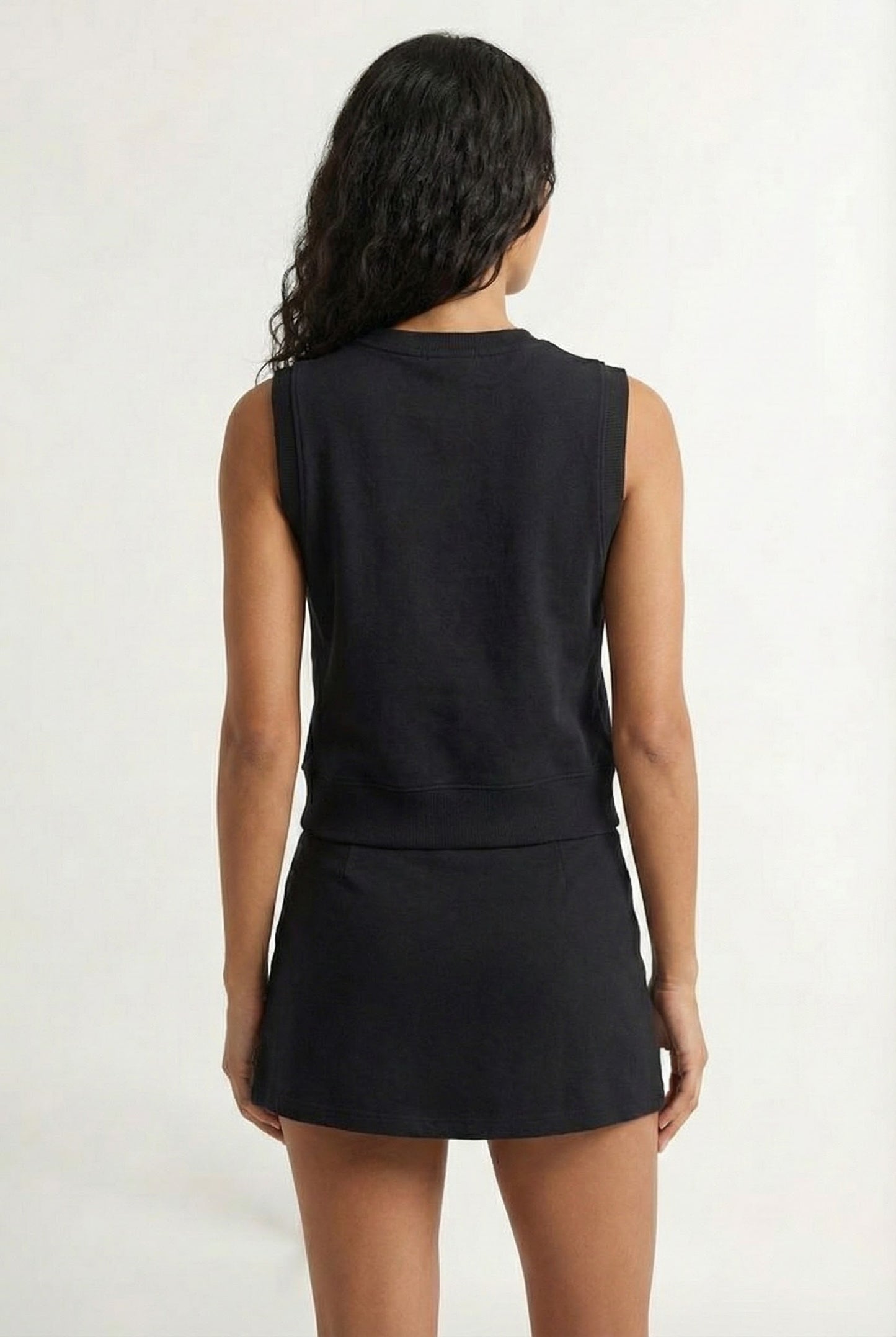 LOHNR Cotton Skirt Set in Black - Relaxed 100% mineral cotton tank and wrap skirt with built-in shorts