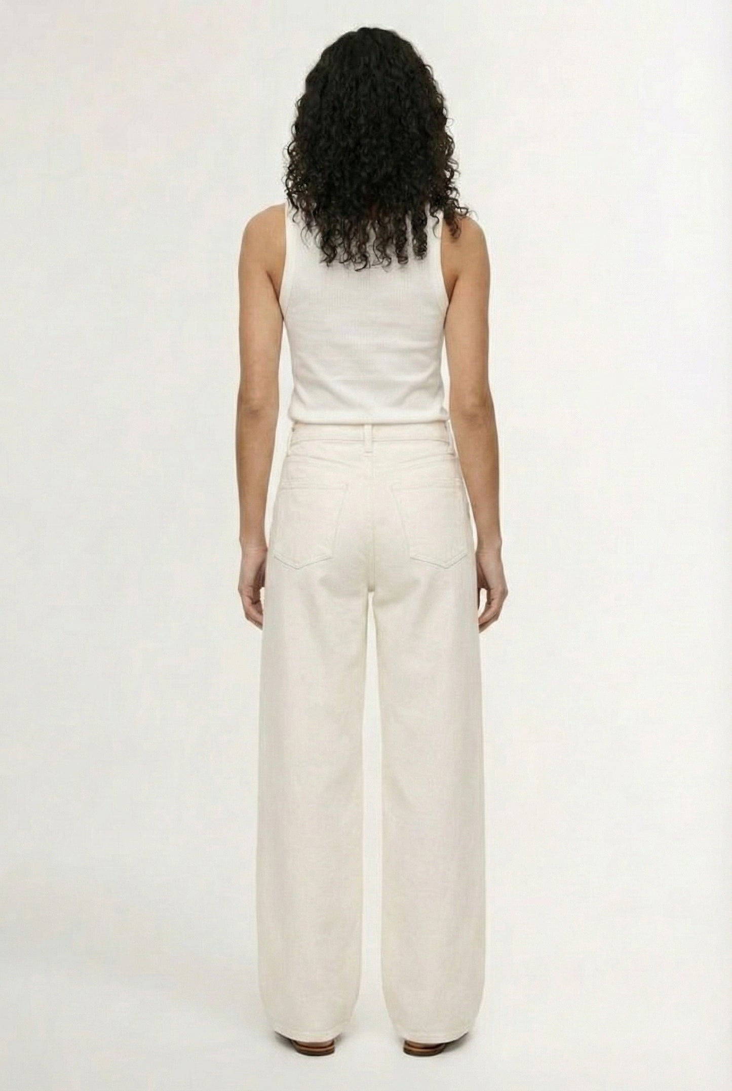 Lohnr Farrah Jean in Alabaster - High-waisted wide-leg denim