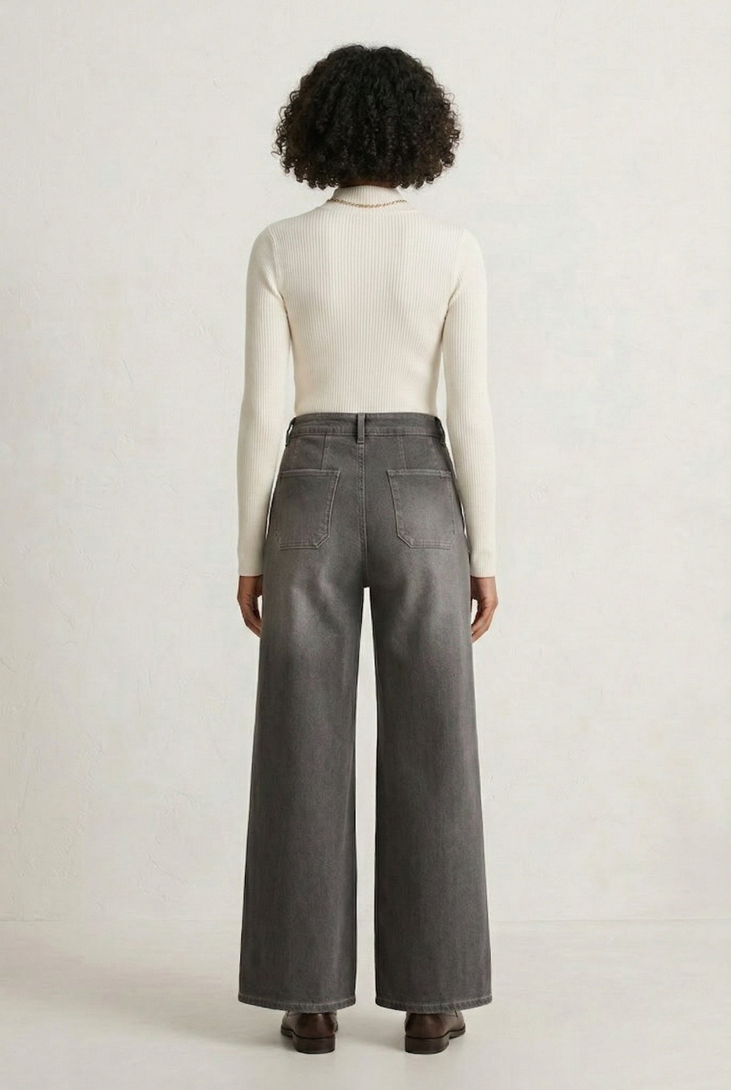 LOHNR Muse Jeans in Smoked Slate - High-Waisted Wide Leg Denim