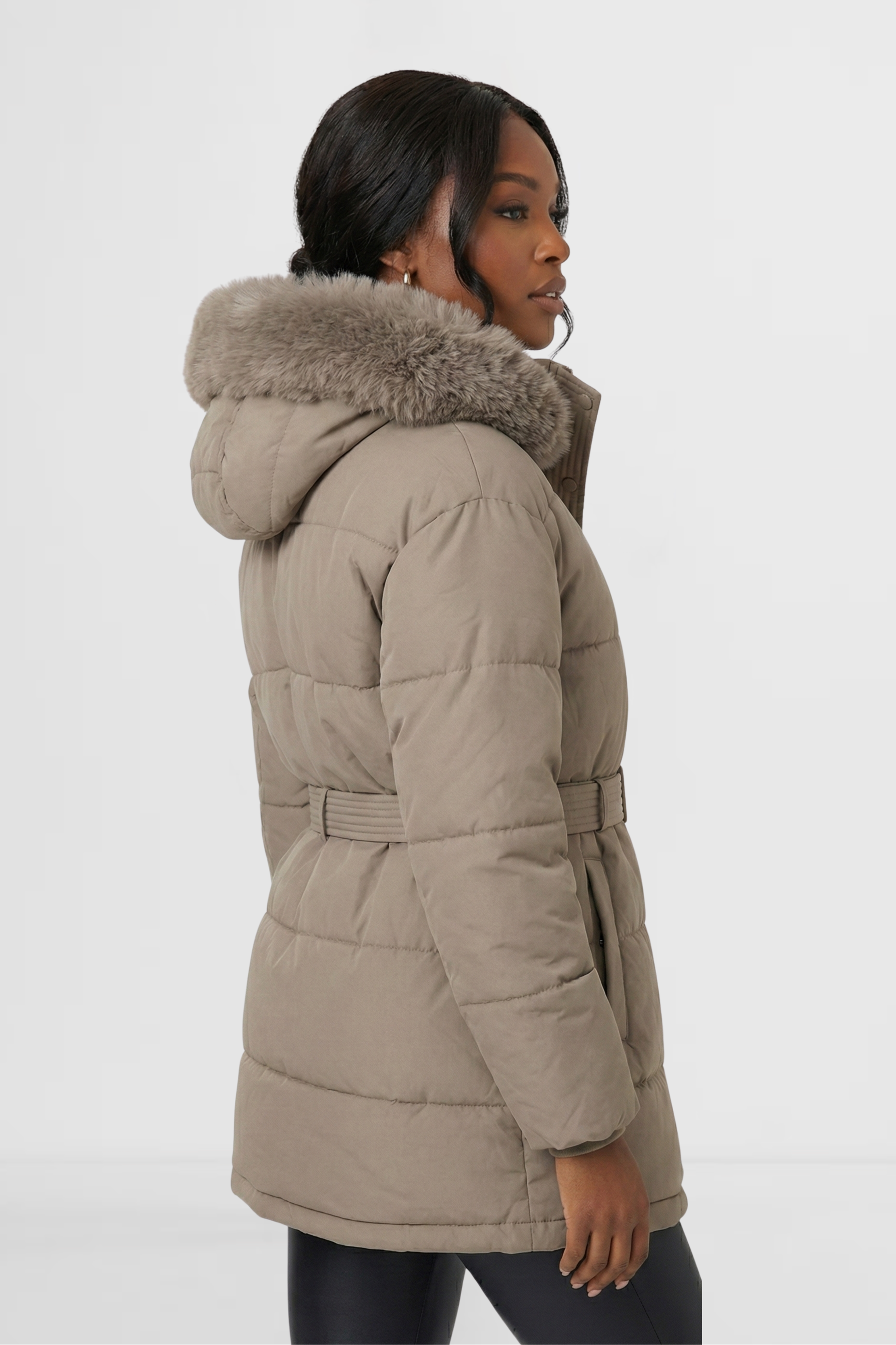Fawn – LOHNR Aspen Jacket women’s puffer jacket side view synthetic insulated material