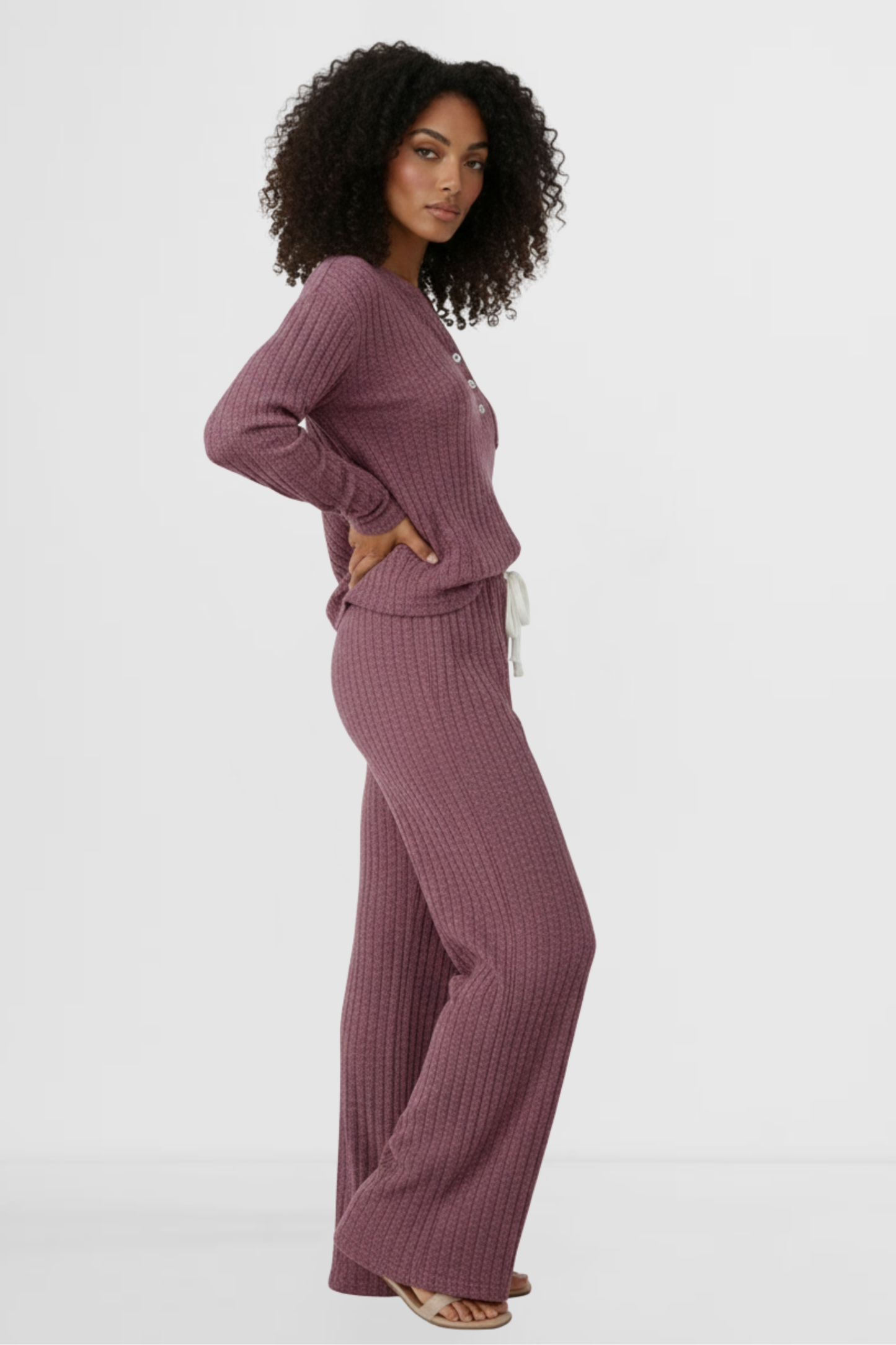 Mulberry Linea Set women’s ribbed lounge set side view knit loungewear by LOHNR