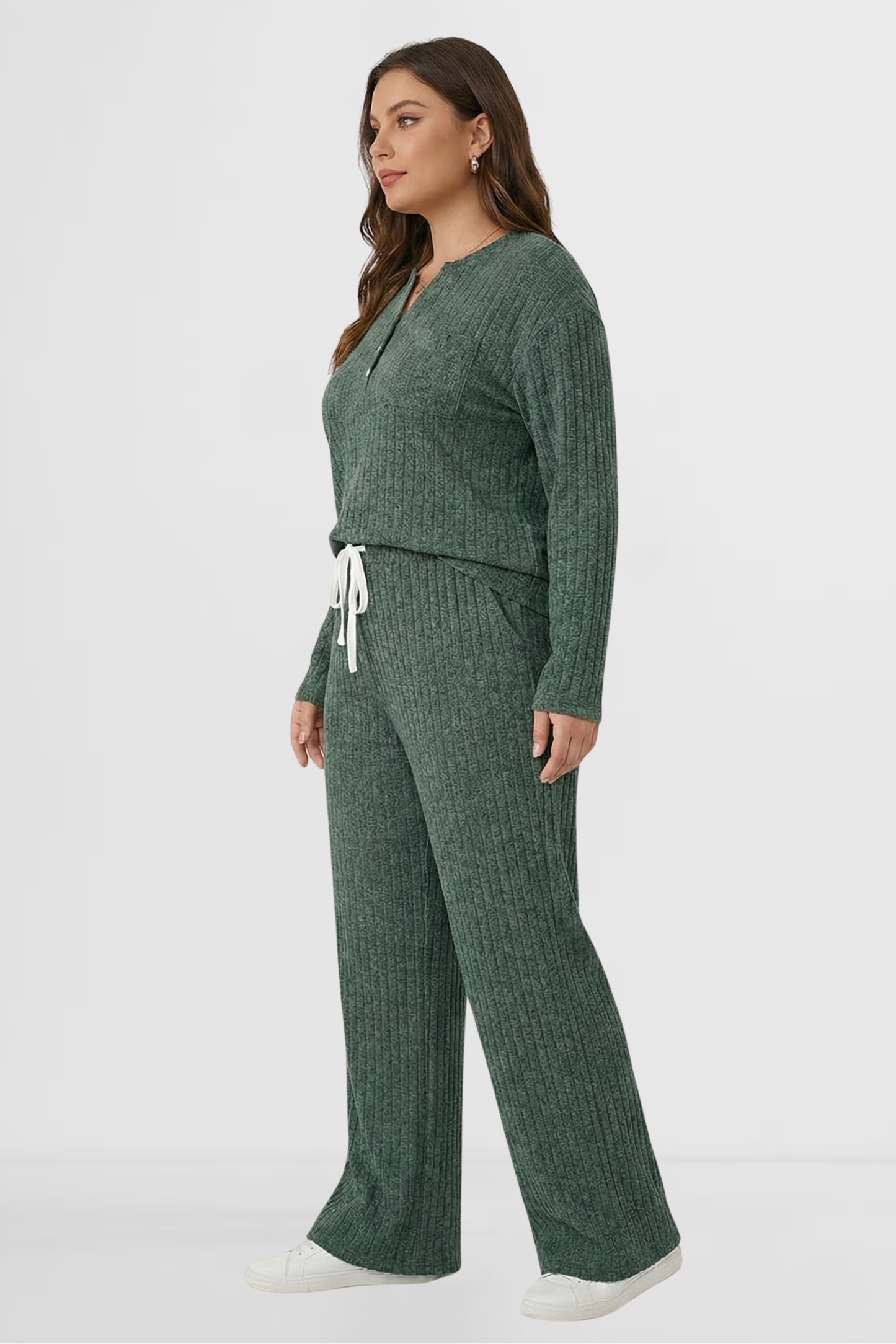 Sage Linea Set women’s ribbed lounge set side view knit loungewear by LOHNR