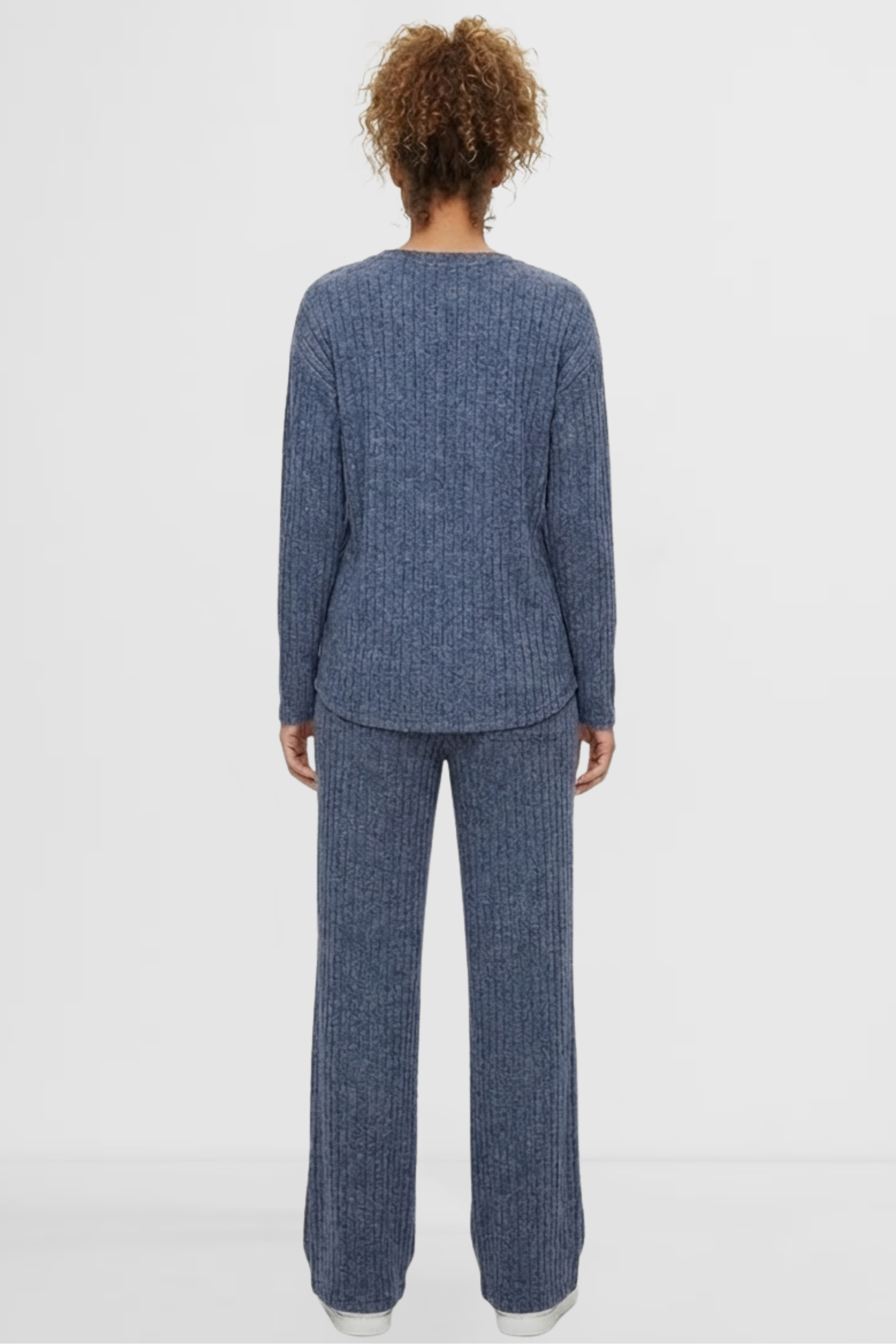 Denim Linea Set women’s ribbed lounge set back view knit loungewear by LOHNR