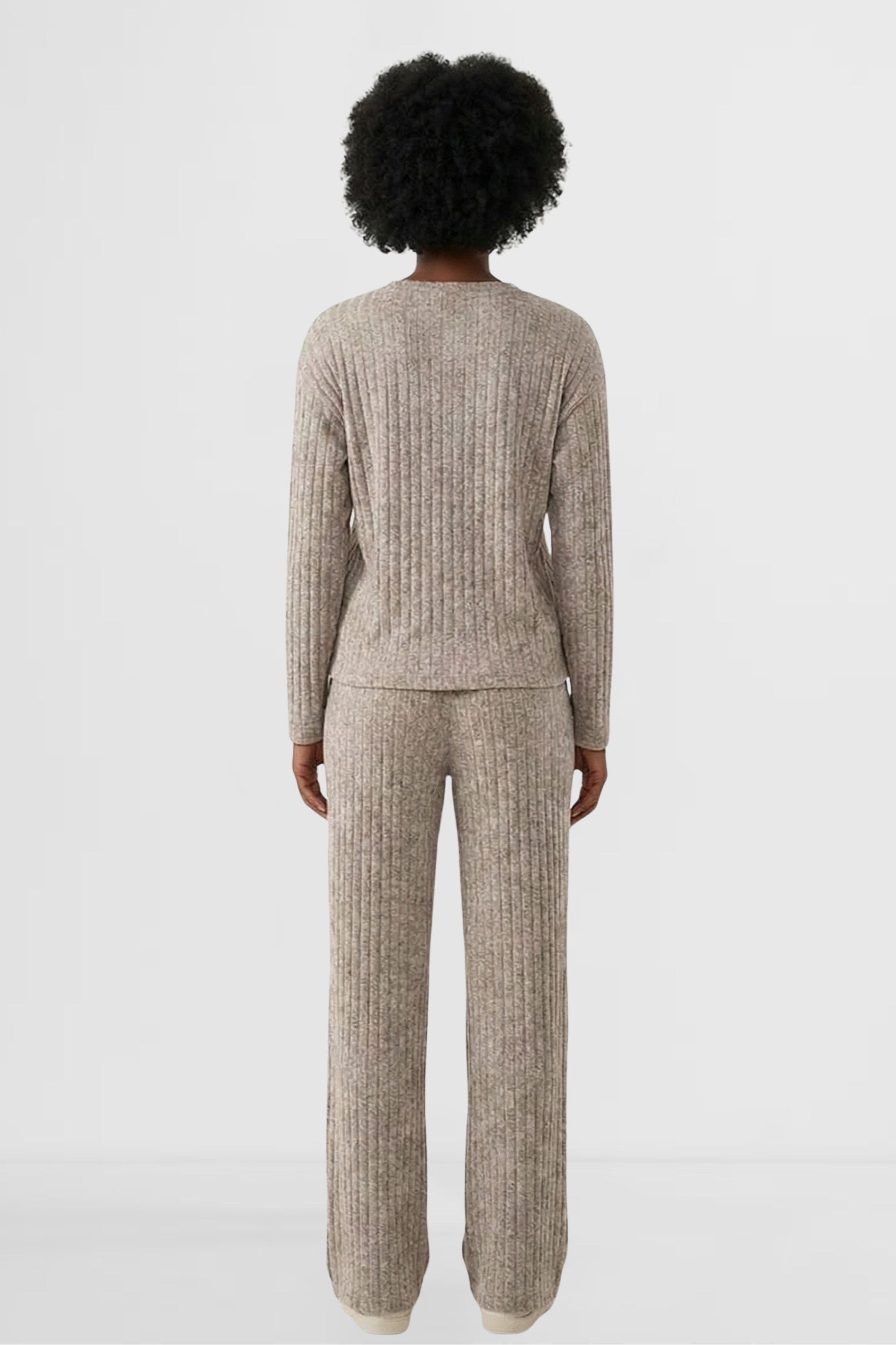 ruffle Linea Set women’s ribbed lounge set back view knit loungewear by LOHNR