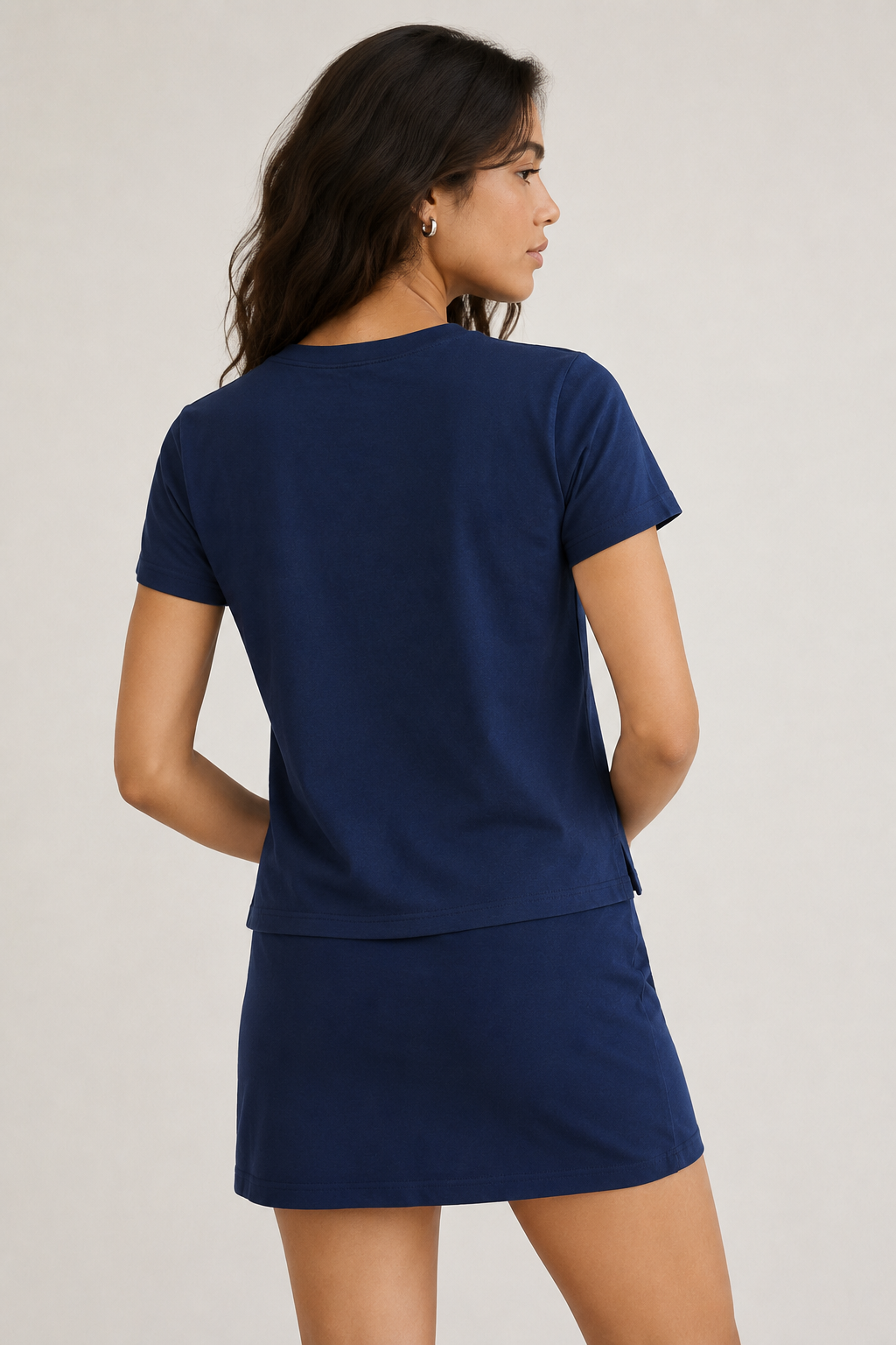 Womens casual admiral navy blue short sleeve t-shirt mini dress