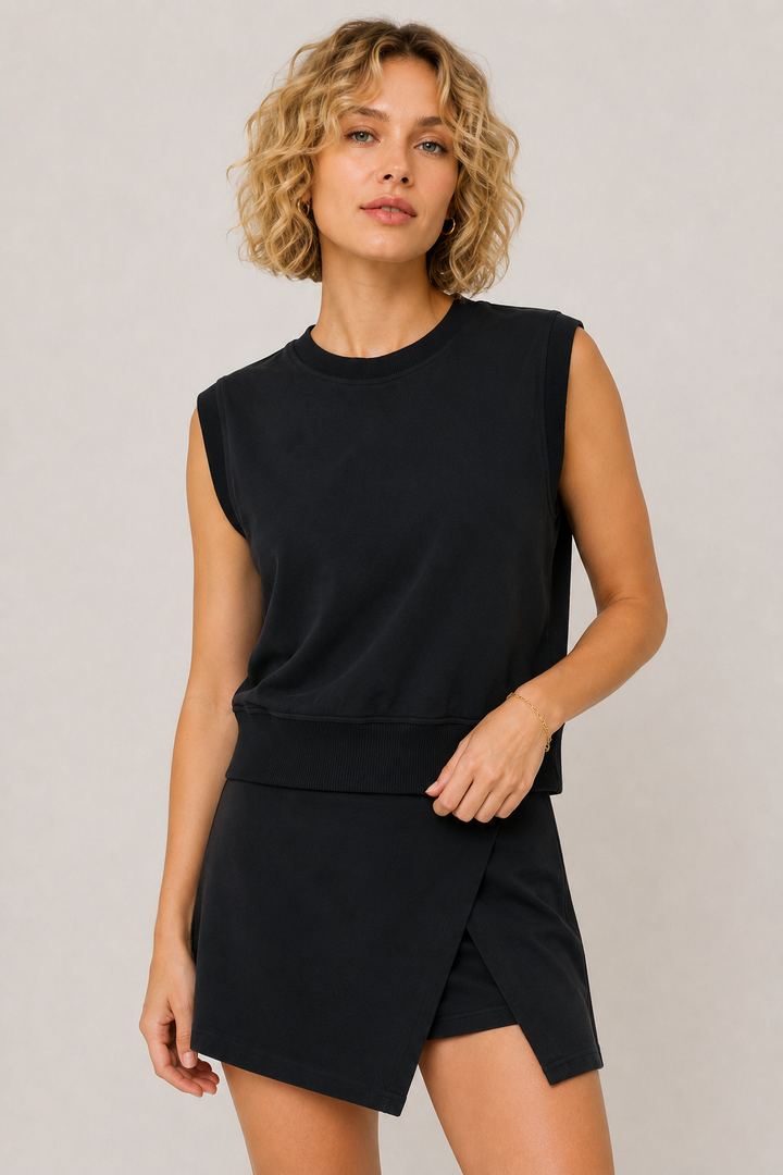 Cotton Skirt Set - Black