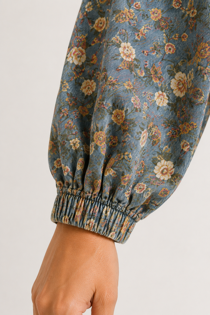Elowen Floral Bomber - Vintage Indigo Floral