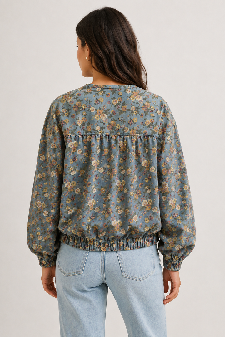 Elowen Floral Bomber - Vintage Indigo Floral