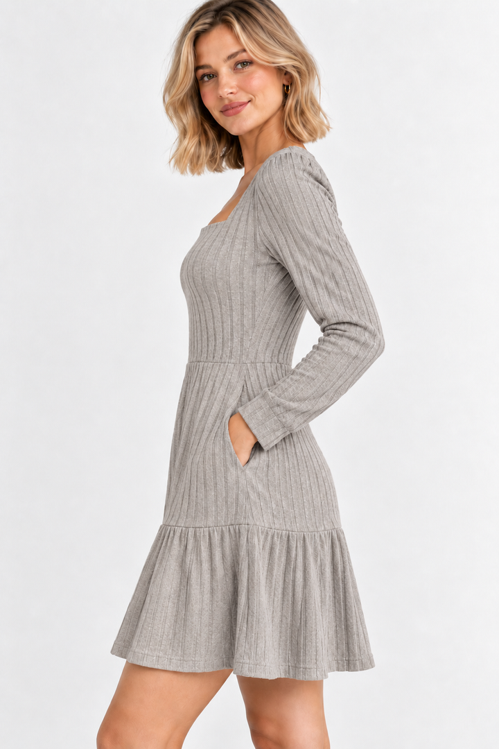 Contour Squareneck - Heather Light Oatmeal