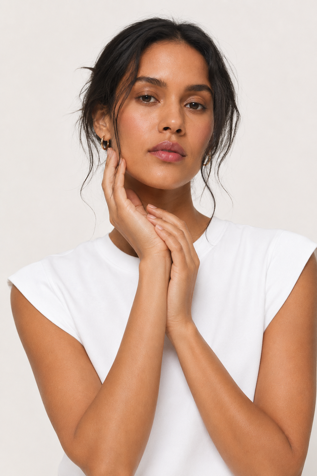 Women's casual sleeveless t-shirt in Light Birch