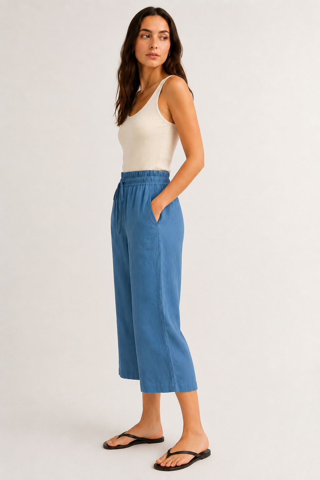 Lohnr relaxed cropped trouser in ashen blue