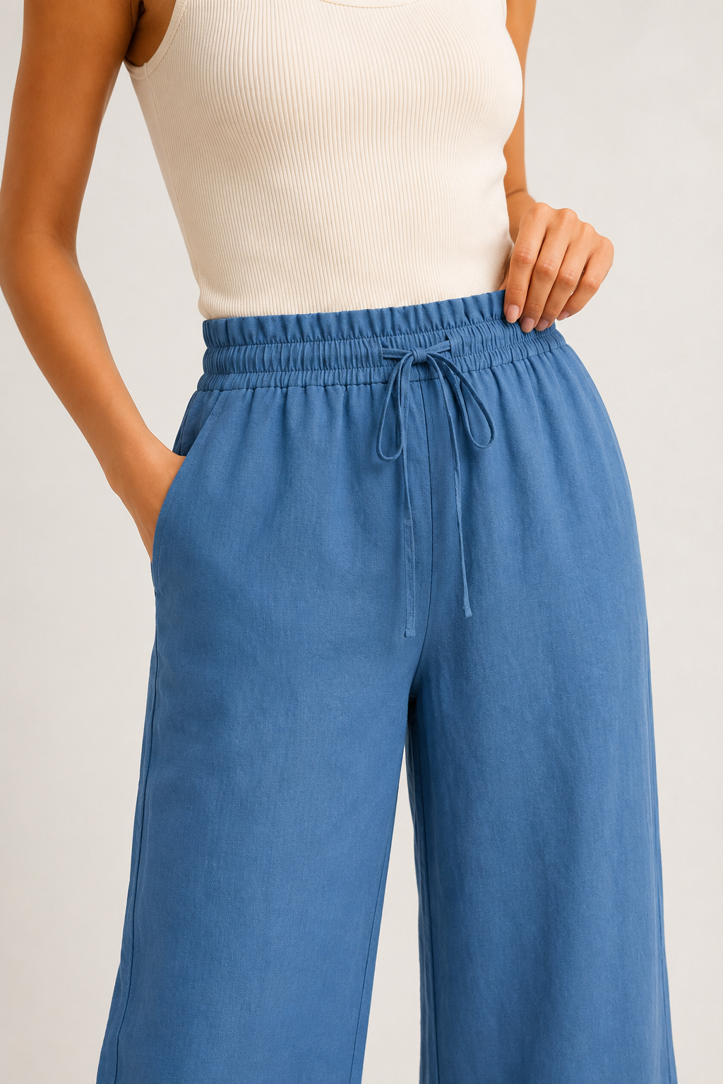 Lohnr relaxed cropped trouser in ashen blue