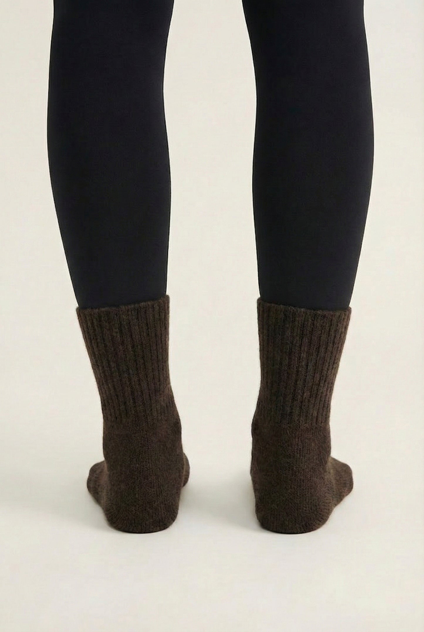 LOHNR Cabin Cuff Socks in Ashwood - Plush, pre-cuffed ribbed boot socks designed for quiet luxury and refined comfort.