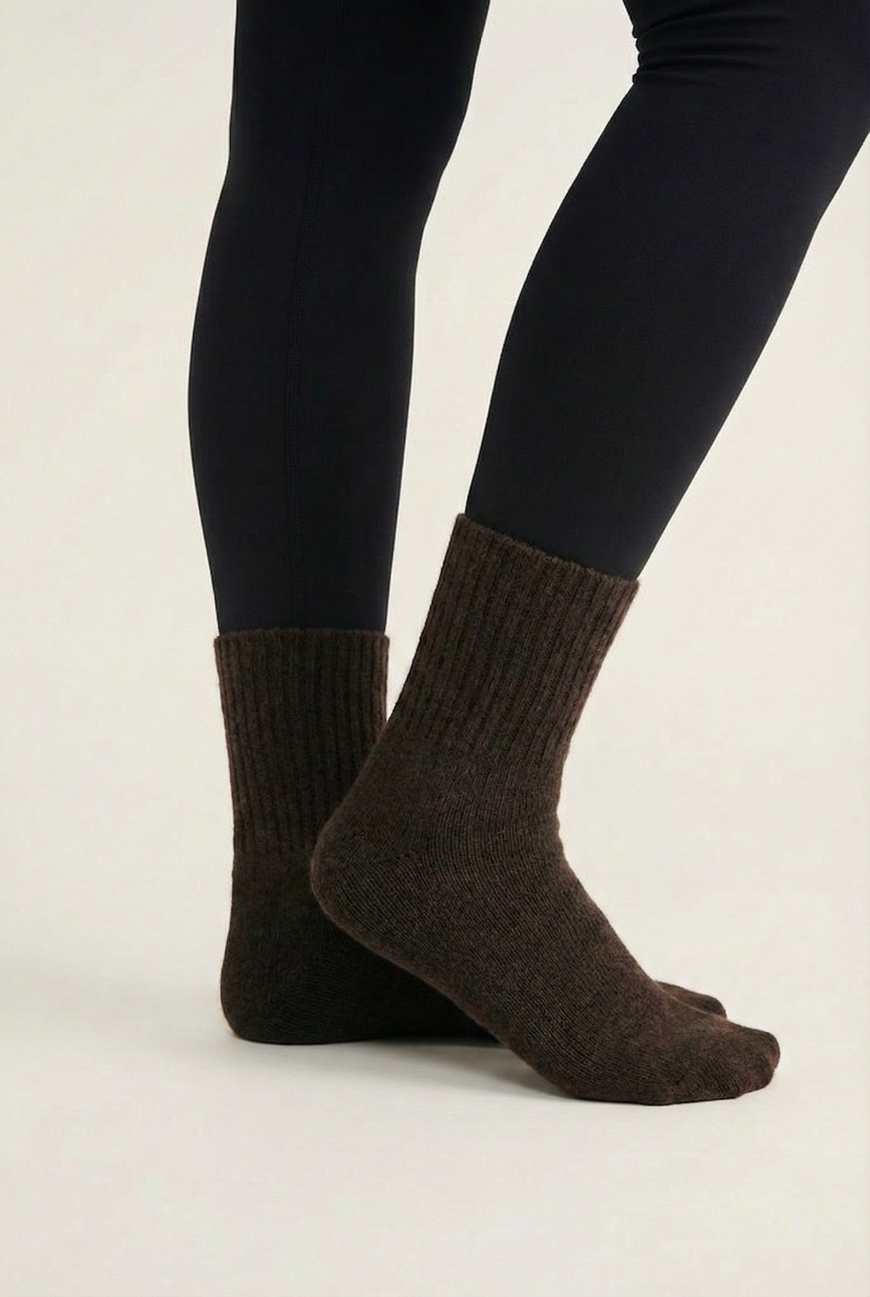 LOHNR Cabin Cuff Socks in Ashwood - Plush, pre-cuffed ribbed boot socks designed for quiet luxury and refined comfort.