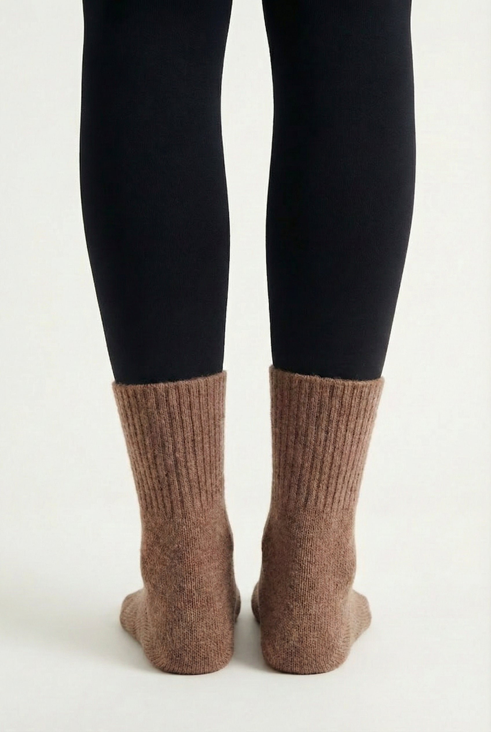 LOHNR Cabin Cuff Socks in Cocoa Clay - Plush, pre-cuffed ribbed boot socks designed for quiet luxury and refined comfort.