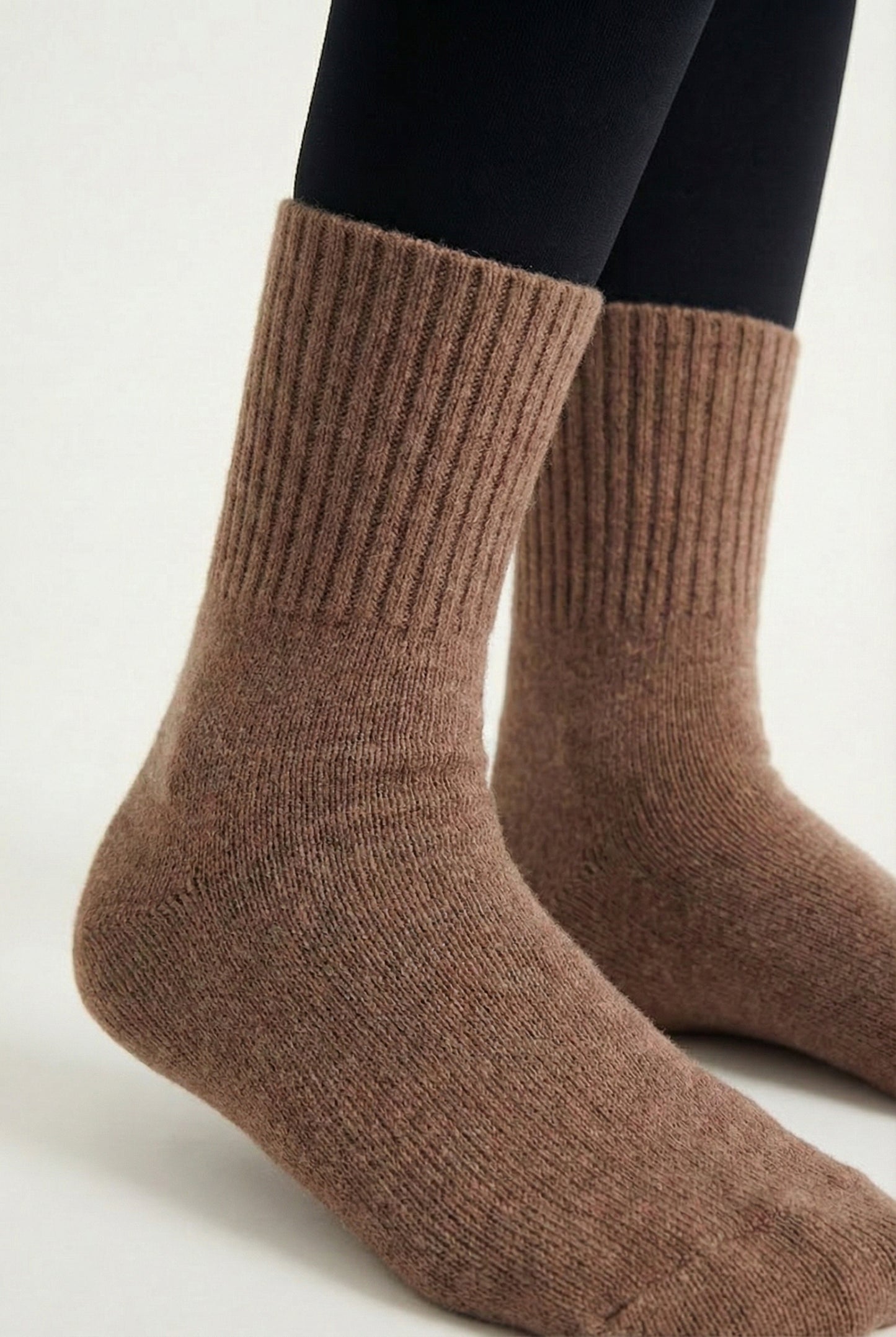 LOHNR Cabin Cuff Socks in Cocoa Clay - Plush, pre-cuffed ribbed boot socks designed for quiet luxury and refined comfort.