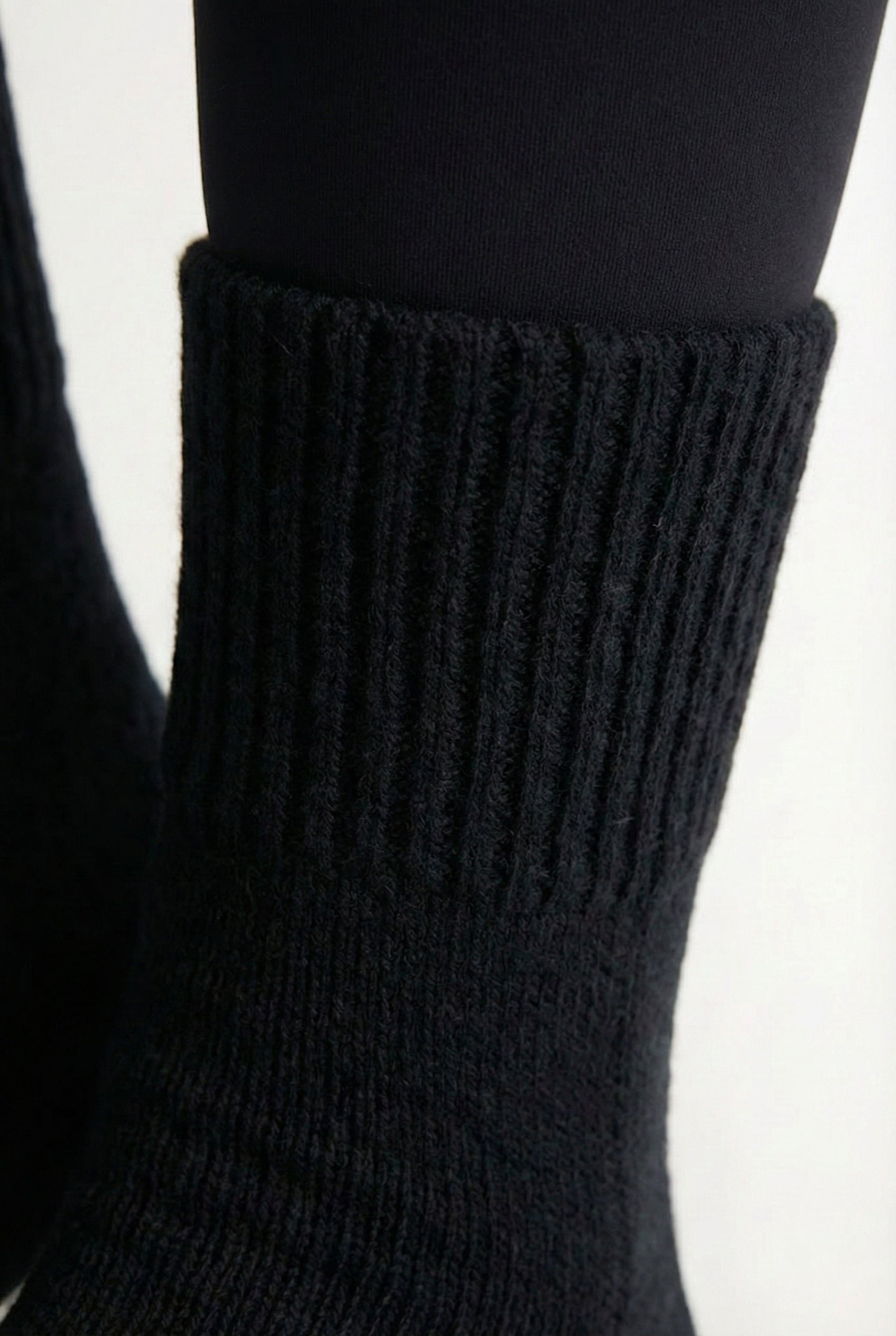 LOHNR Cabin Cuff Socks in Onyx - Plush, pre-cuffed ribbed boot socks designed for quiet luxury and refined comfort.