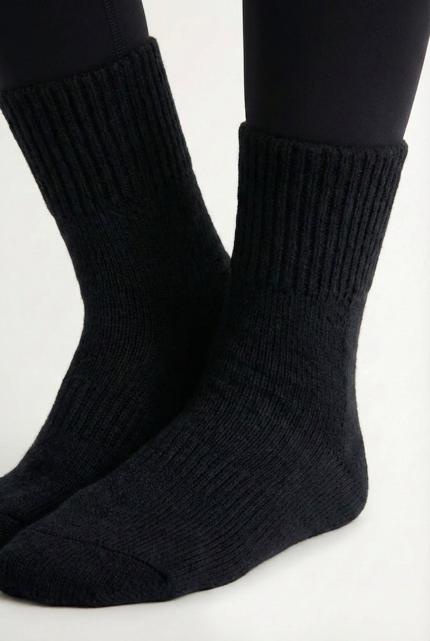 LOHNR Cabin Cuff Socks in Onyx - Plush, pre-cuffed ribbed boot socks designed for quiet luxury and refined comfort.