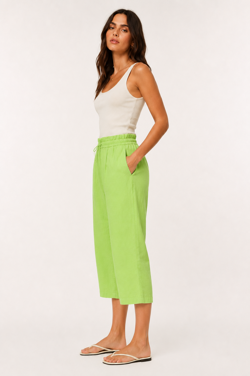 Lohnr relaxed cropped trouser in chartreuse
