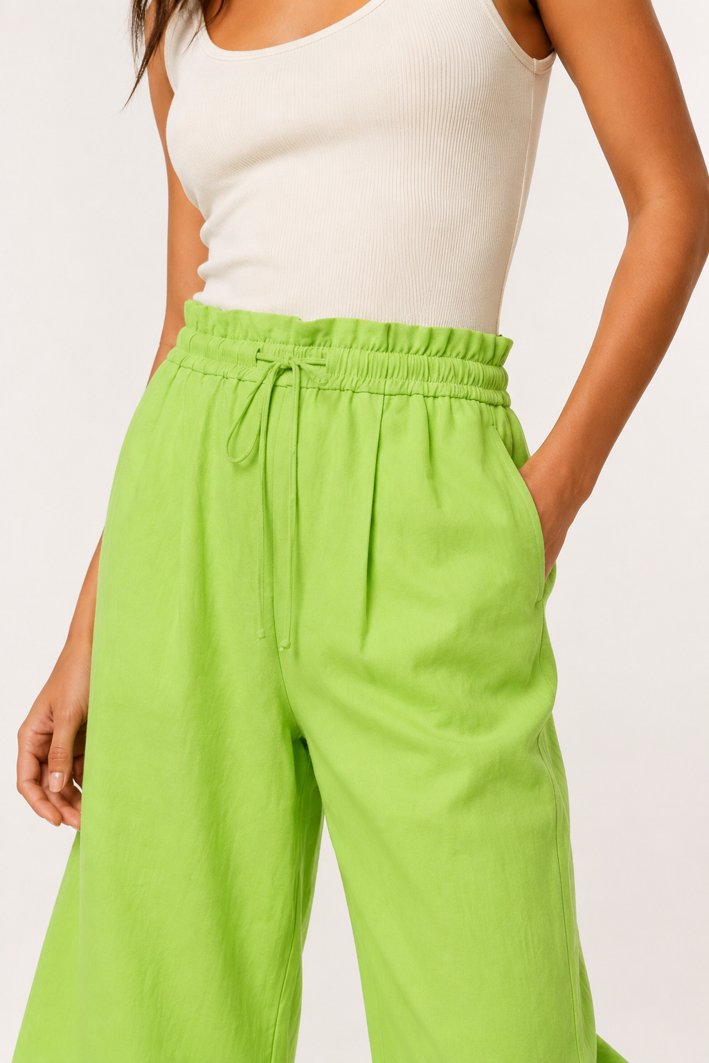 Lohnr relaxed cropped trouser in chartreuse