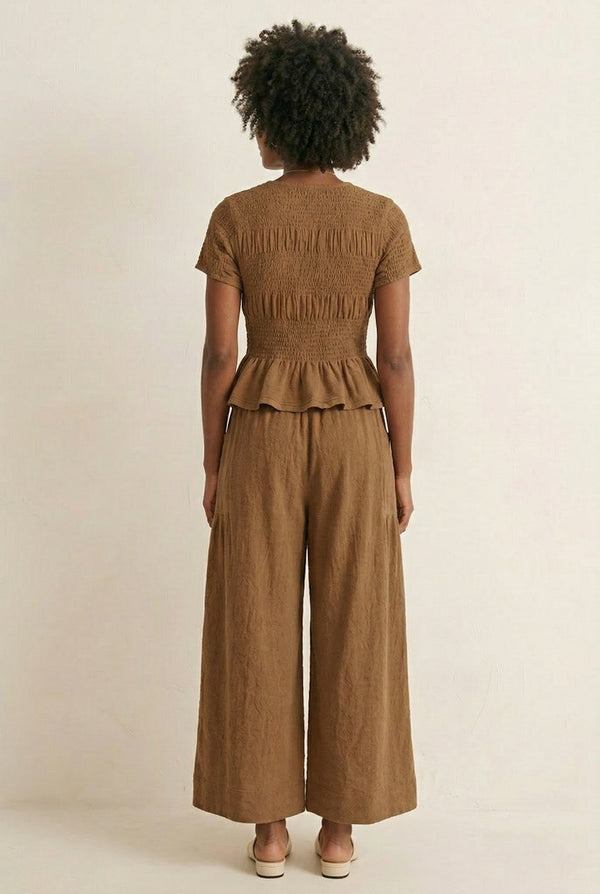 LOHNR premium women's loungewear matching set in Cognac