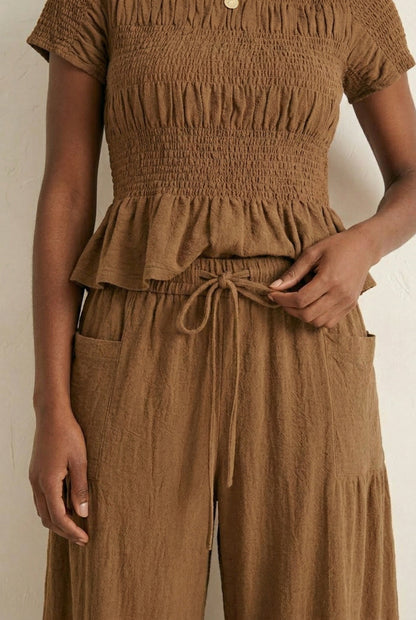 LOHNR premium women's loungewear matching set in Cognac