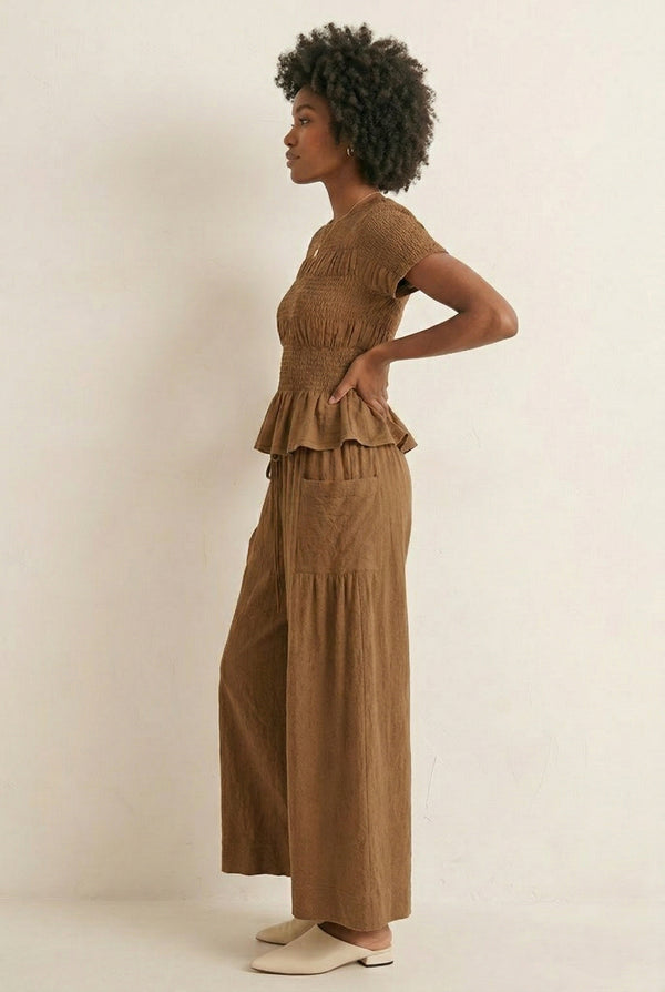 LOHNR premium women's loungewear matching set in Cognac