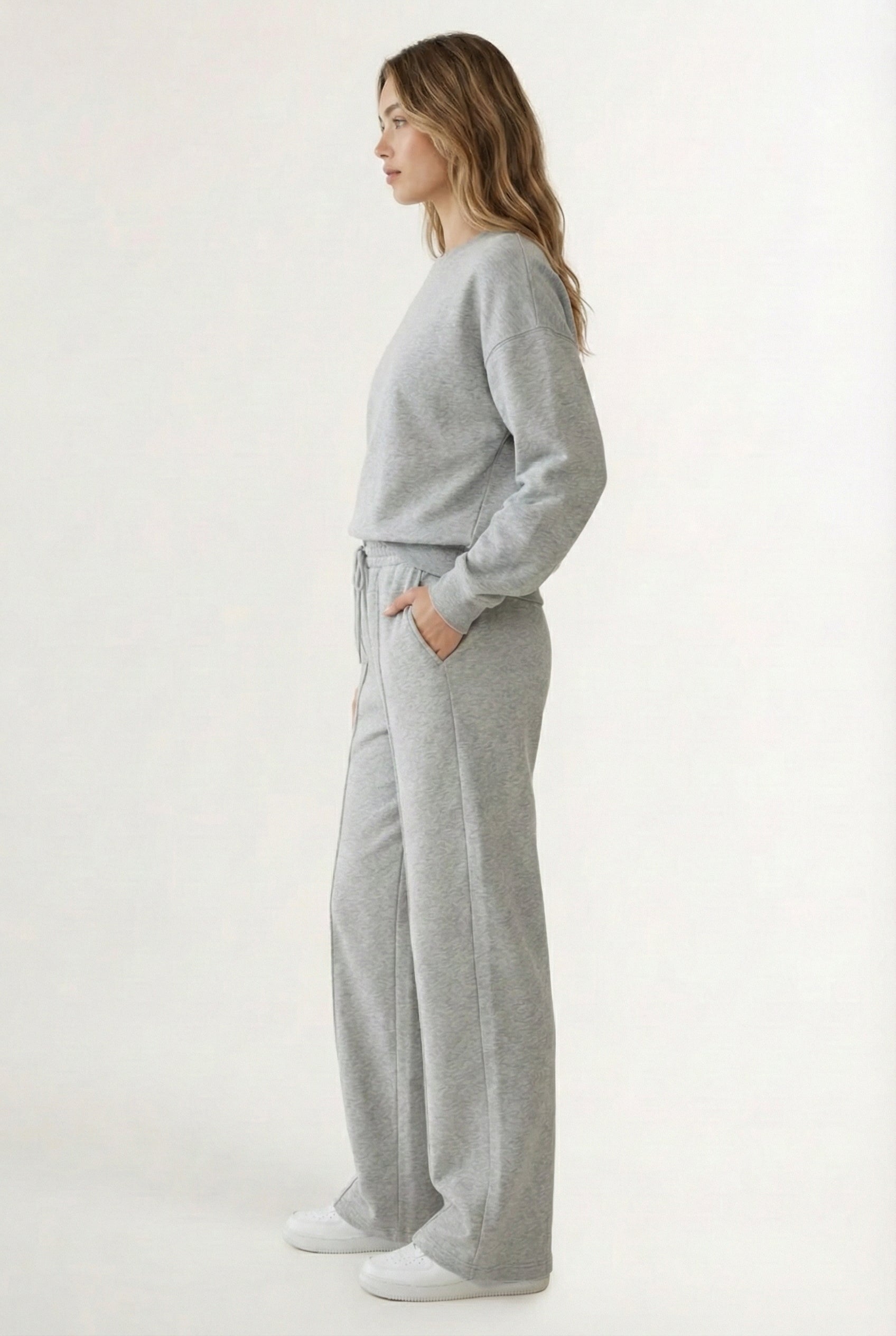 LOHNR Column Set in Dover Grey - Women's Smooth Sweatshirt Lounge Set