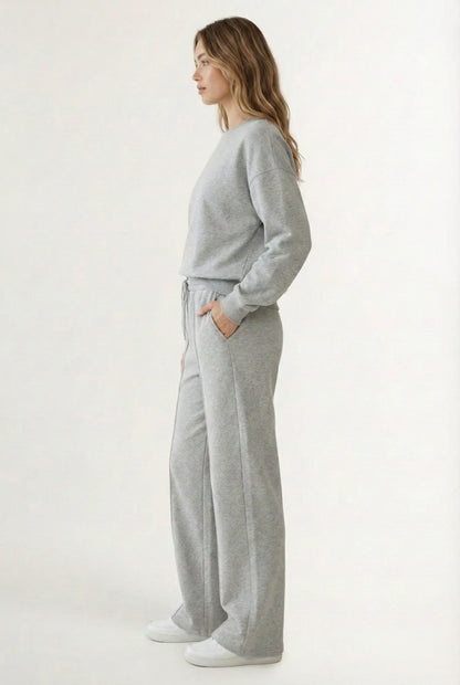 LOHNR Column Set in Dover Grey - Women's Smooth Sweatshirt Lounge Set