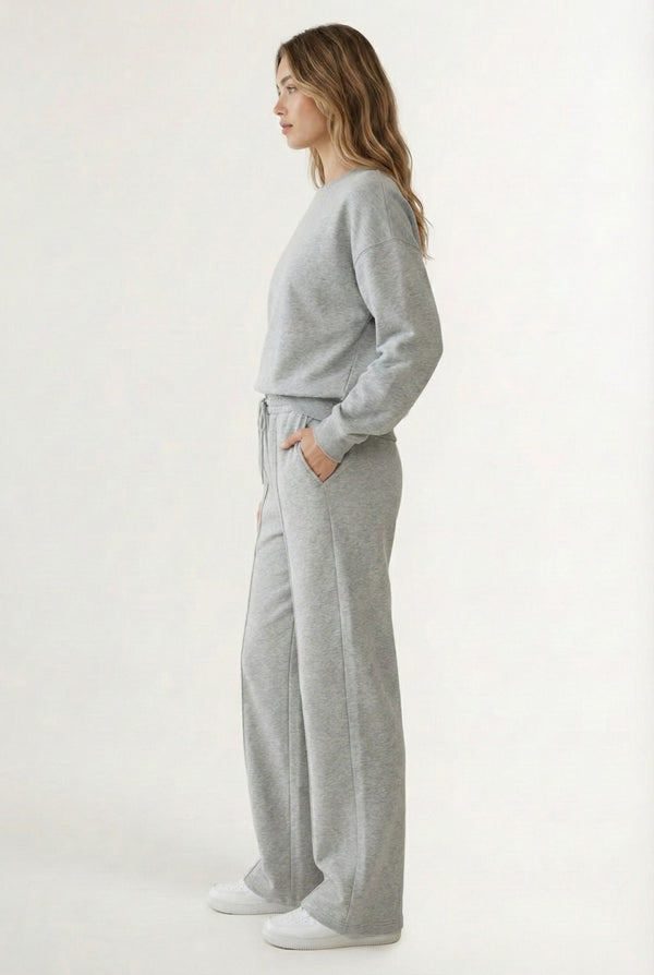LOHNR Column Set in Dover Grey - Women's Smooth Sweatshirt Lounge Set