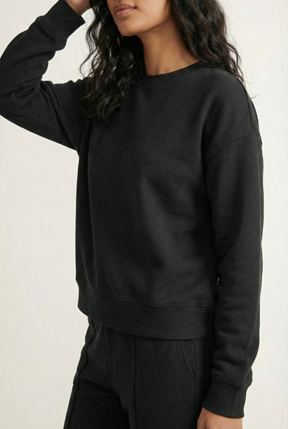 LOHNR Column Set in Rich Black - Women's Smooth Sweatshirt Lounge Set