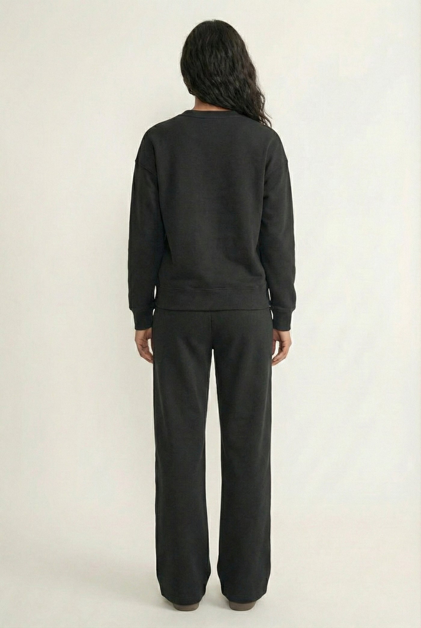 LOHNR Column Set in Rich Black - Women's Smooth Sweatshirt Lounge Set