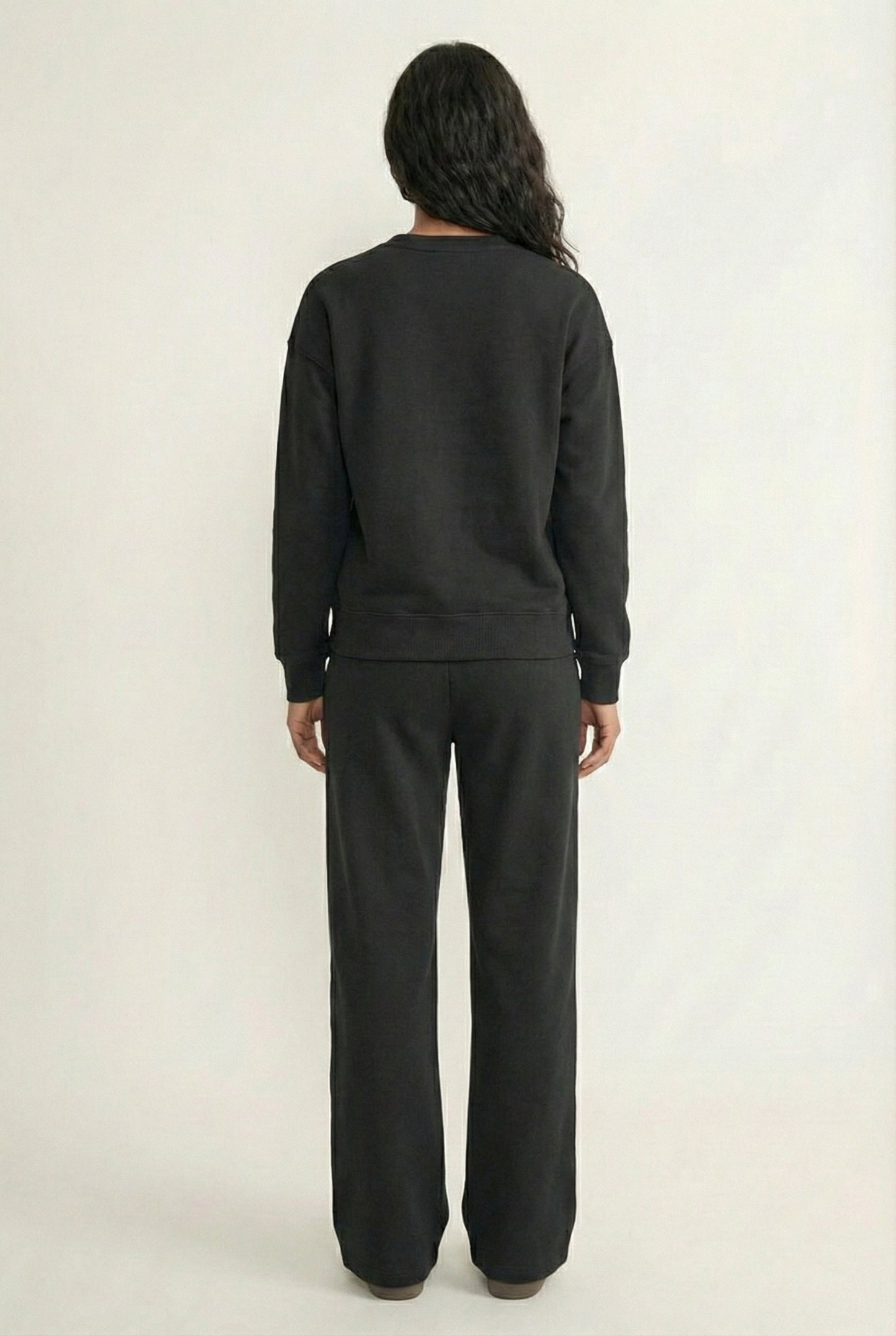 LOHNR Column Set in Rich Black - Women's Smooth Sweatshirt Lounge Set