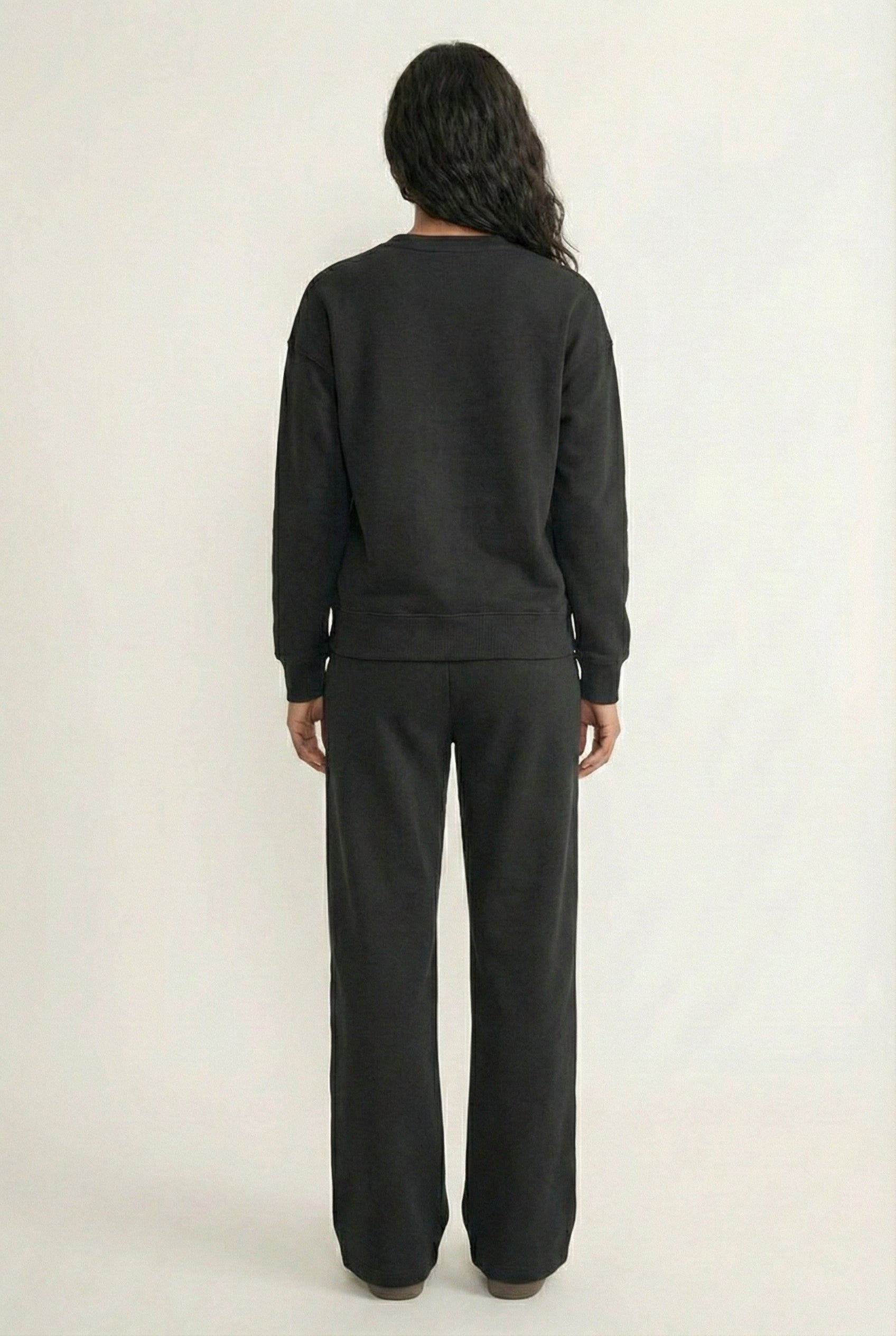 LOHNR Column Set in Rich Black - Women's Smooth Sweatshirt Lounge Set