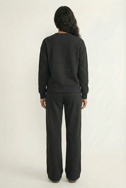 LOHNR Column Set in Rich Black - Women's Smooth Sweatshirt Lounge Set