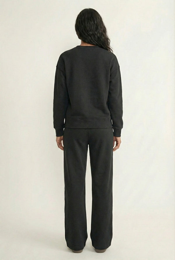 LOHNR Column Set in Rich Black - Women's Smooth Sweatshirt Lounge Set