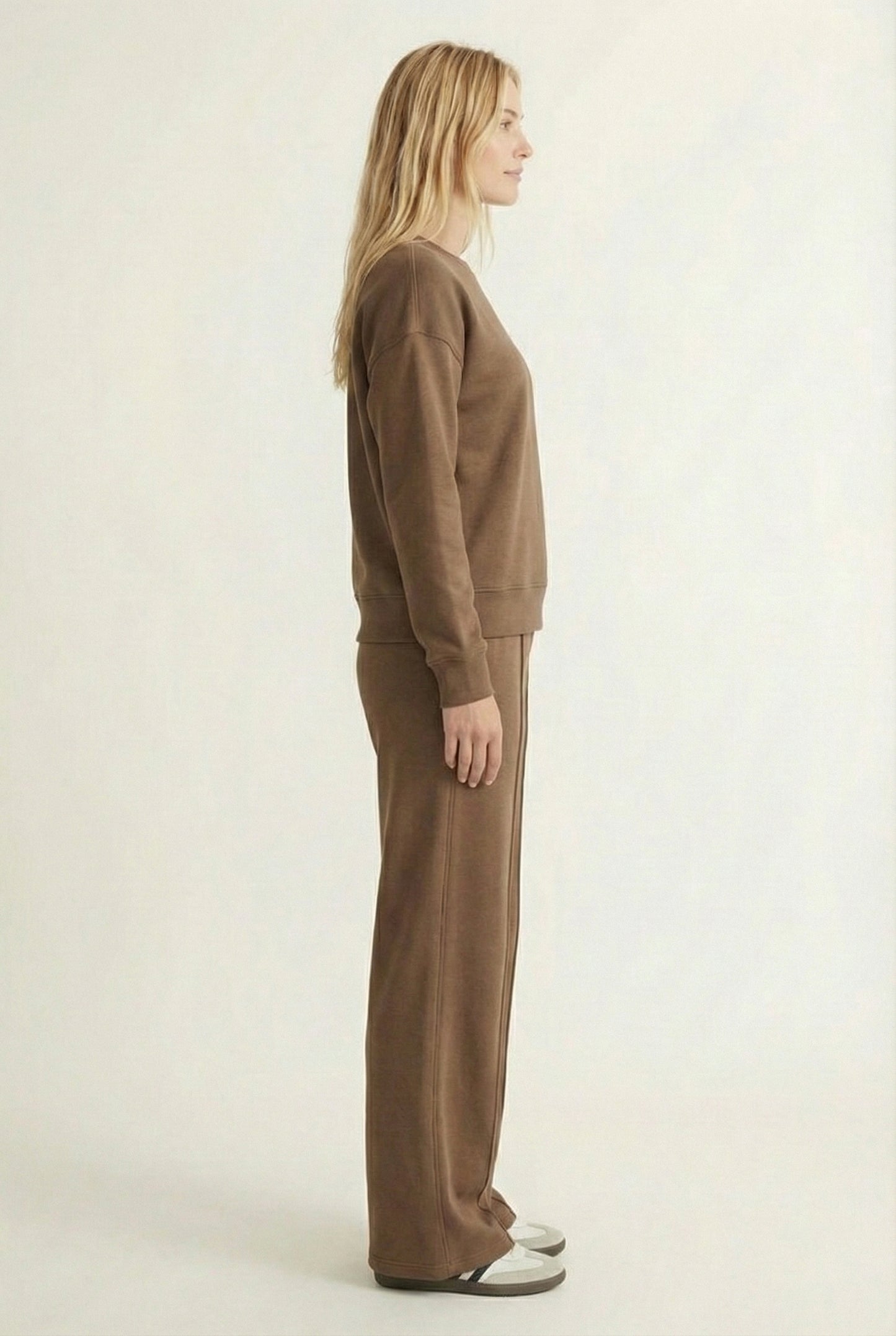 LOHNR Column Set in Rich Mocha - Women's Smooth Sweatshirt Lounge Set