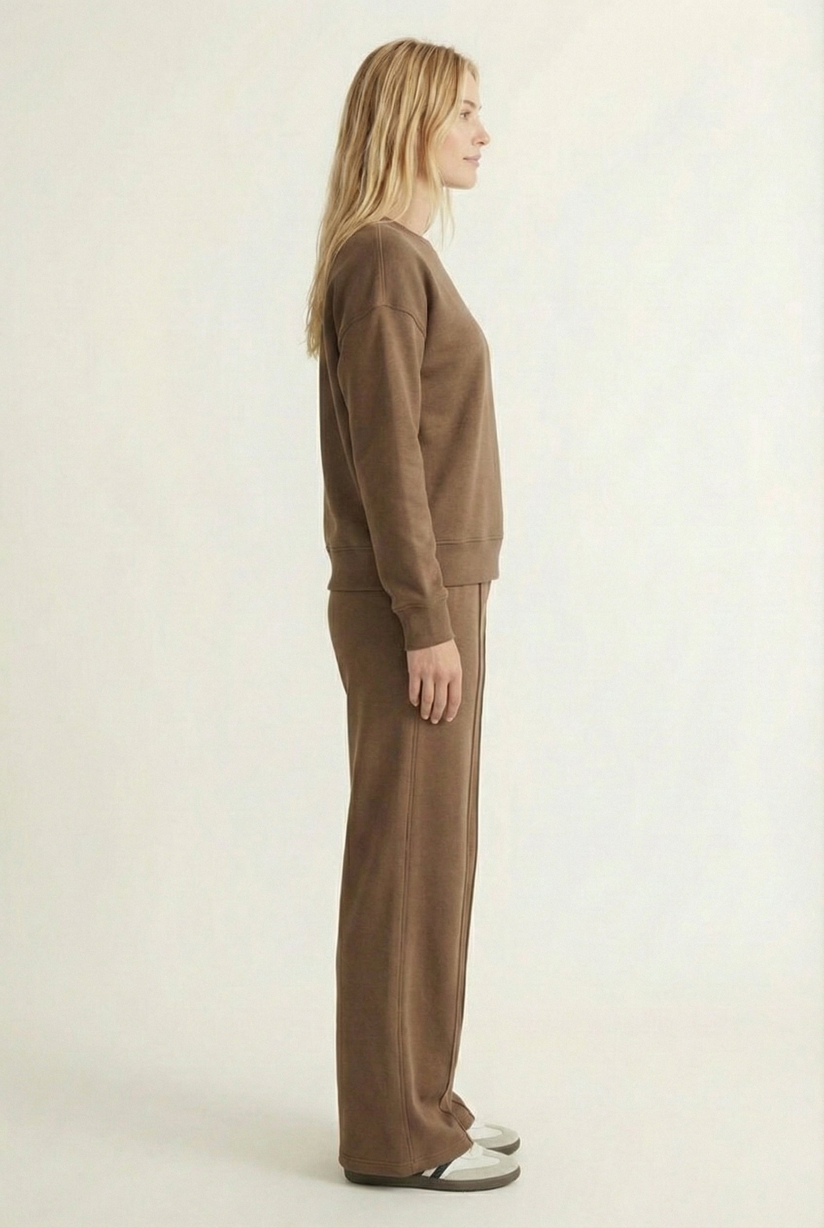 LOHNR Column Set in Rich Mocha - Women's Smooth Sweatshirt Lounge Set