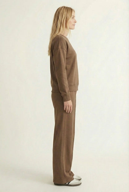 LOHNR Column Set in Rich Mocha - Women's Smooth Sweatshirt Lounge Set