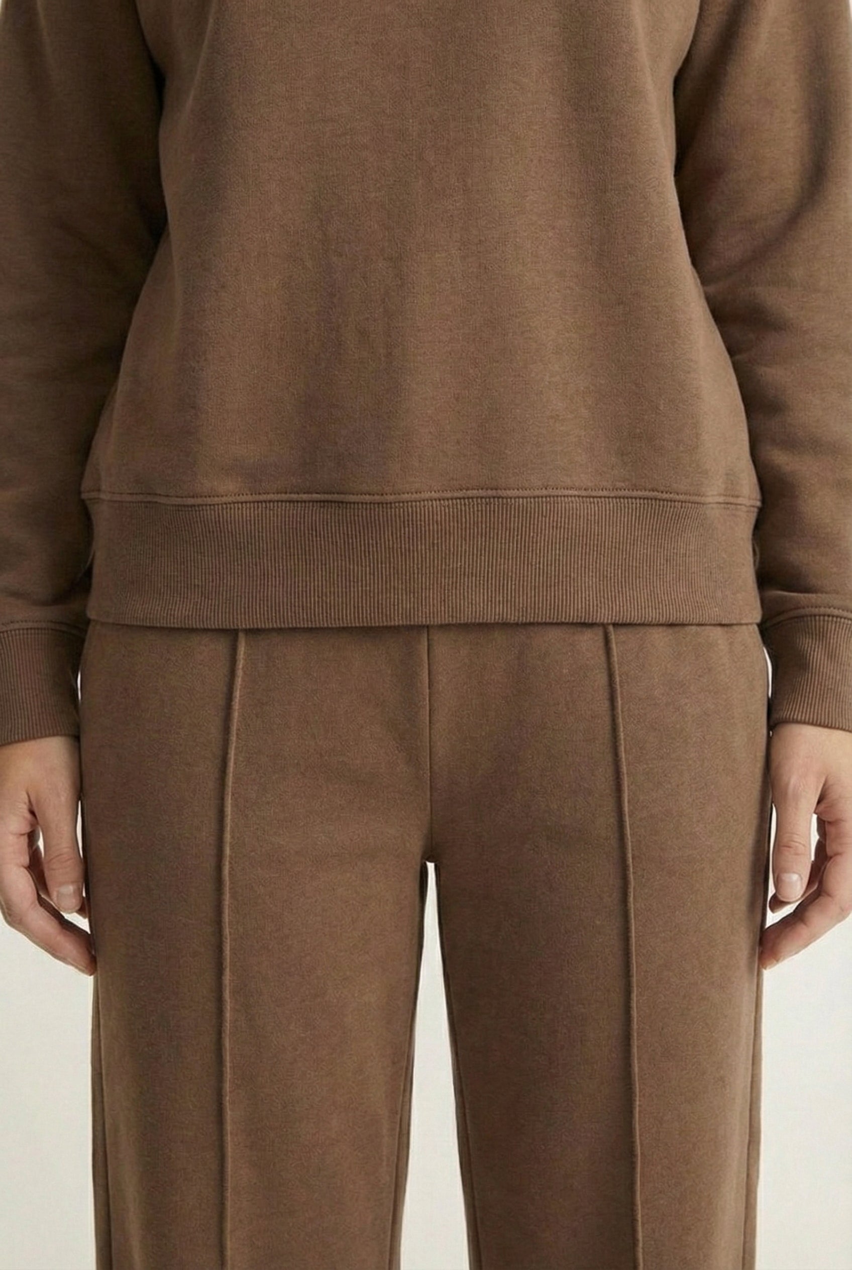 LOHNR Column Set in Rich Mocha - Women's Smooth Sweatshirt Lounge Set