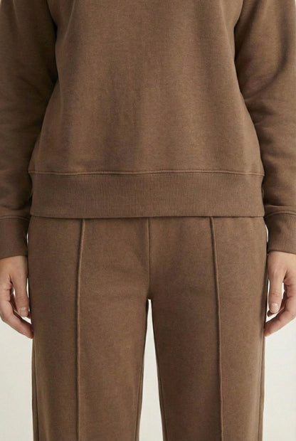 LOHNR Column Set in Rich Mocha - Women's Smooth Sweatshirt Lounge Set