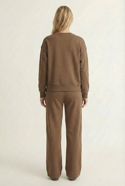 LOHNR Column Set in Rich Mocha - Women's Smooth Sweatshirt Lounge Set