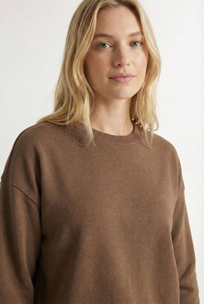 LOHNR Column Set in Rich Mocha - Women's Smooth Sweatshirt Lounge Set