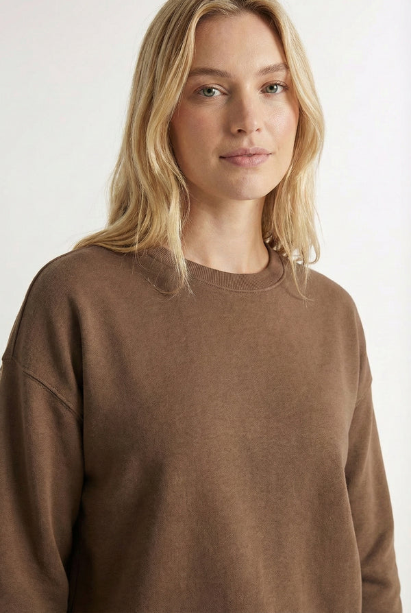 LOHNR Column Set in Rich Mocha - Women's Smooth Sweatshirt Lounge Set