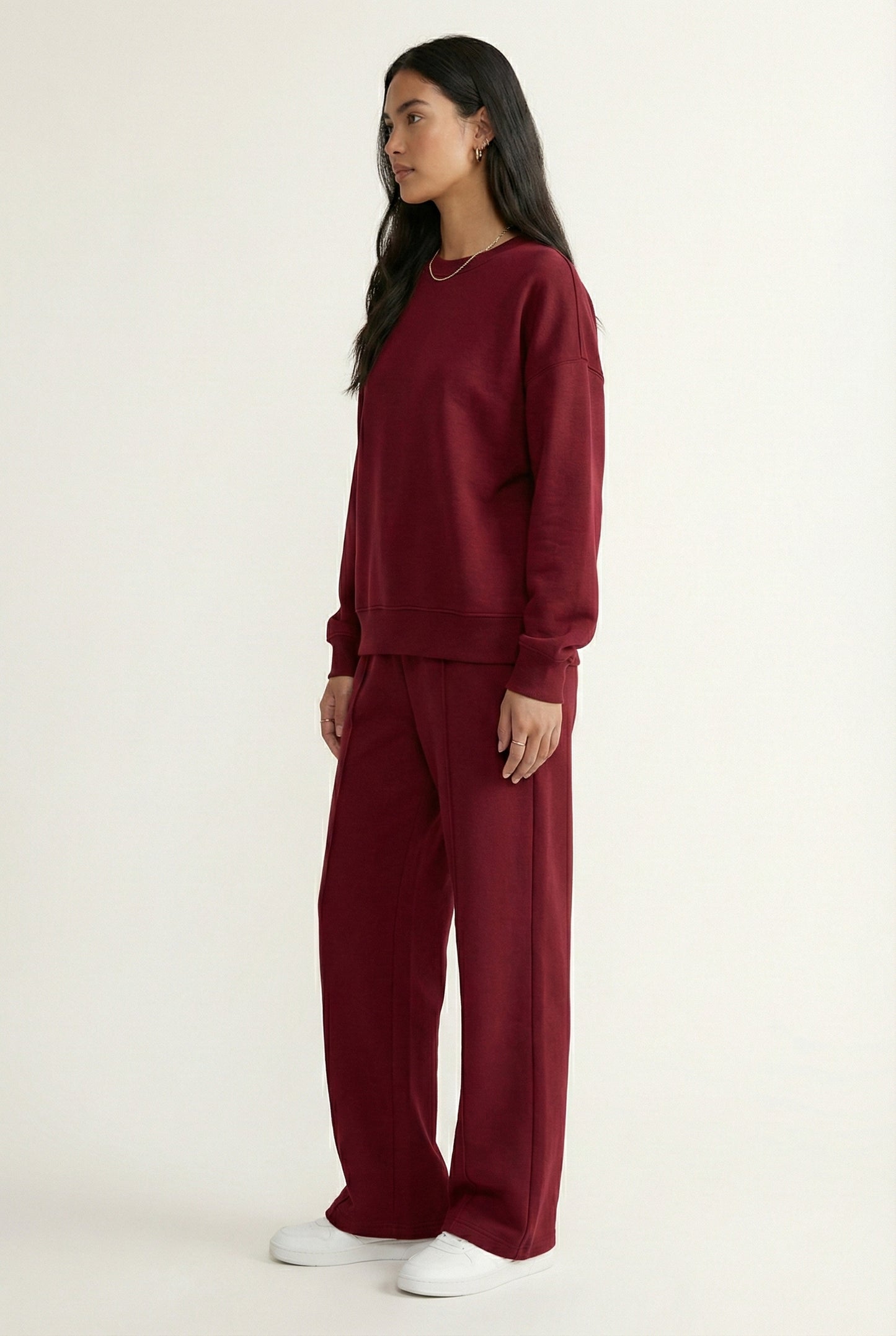 LOHNR Column Set in Spiced Burgundy - Women's Smooth Sweatshirt Lounge Set