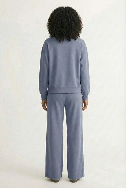 LOHNR Column Set in Stone Blue - Women's Smooth Sweatshirt Lounge Set