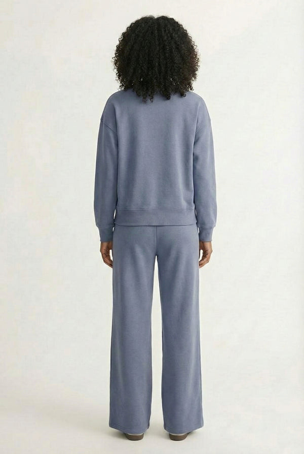 LOHNR Column Set in Stone Blue - Women's Smooth Sweatshirt Lounge Set